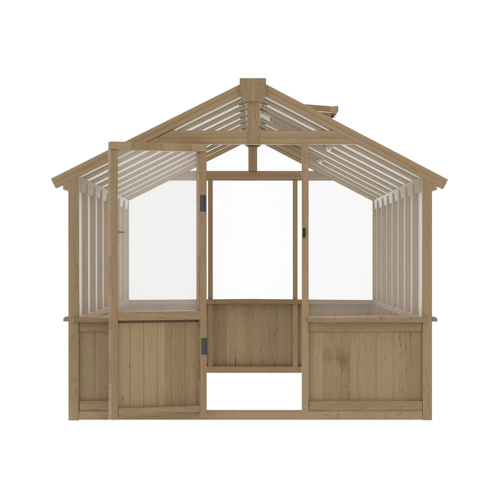8' x 16' FT Large Heavy-Duty Outdoor Wooden Greenhouse With 6MM Polycarbonate Panels And Vent Roof