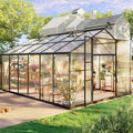 10FT x 12FT Outdoor Polycarbonate Aluminum Greenhouse with UV Protection and Thermometer