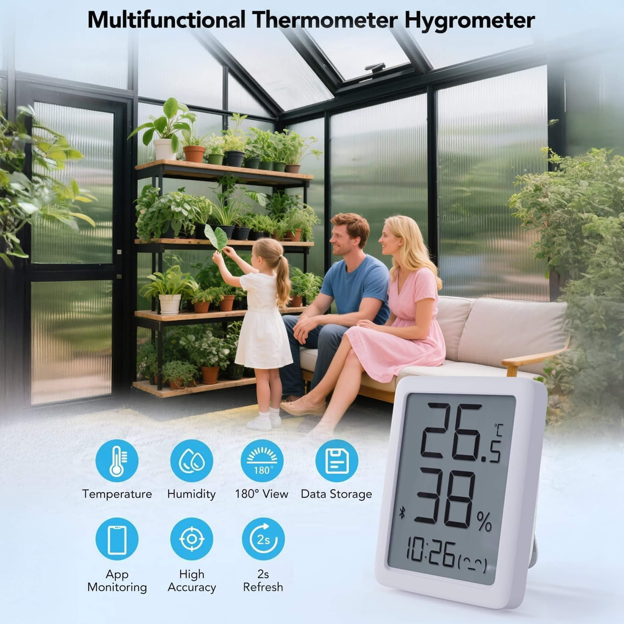10FT x 12FT Outdoor Polycarbonate Aluminum Greenhouse with UV Protection and Thermometer