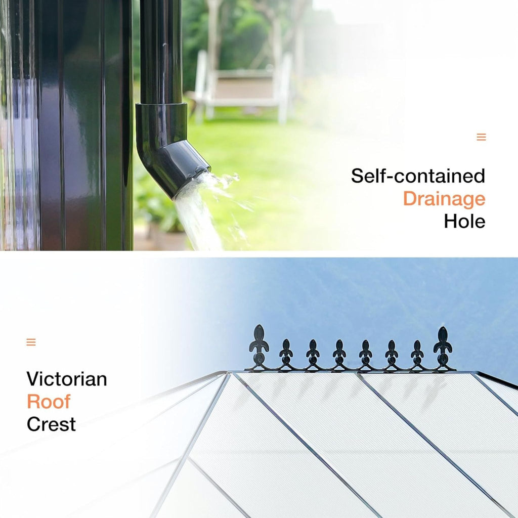10' x 14' FT Premium Outdoor Polycarbonate Greenhouse With Aluminum Frame And Double Swing Doors