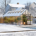 10FT x 28FT Heavy-Duty Outdoor Aluminum Polycarbonate Greenhouse with Roof Vents and Swing Doors, 4MM