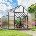K Knowbody 16x10x10 FT Greenhouse for Outdoors, Large Thicker Aluminum Polycarbonate, 3 Vent Windows, Swing Door & Quick T Connector, Walk-in, for Outside, Backyard, Garden