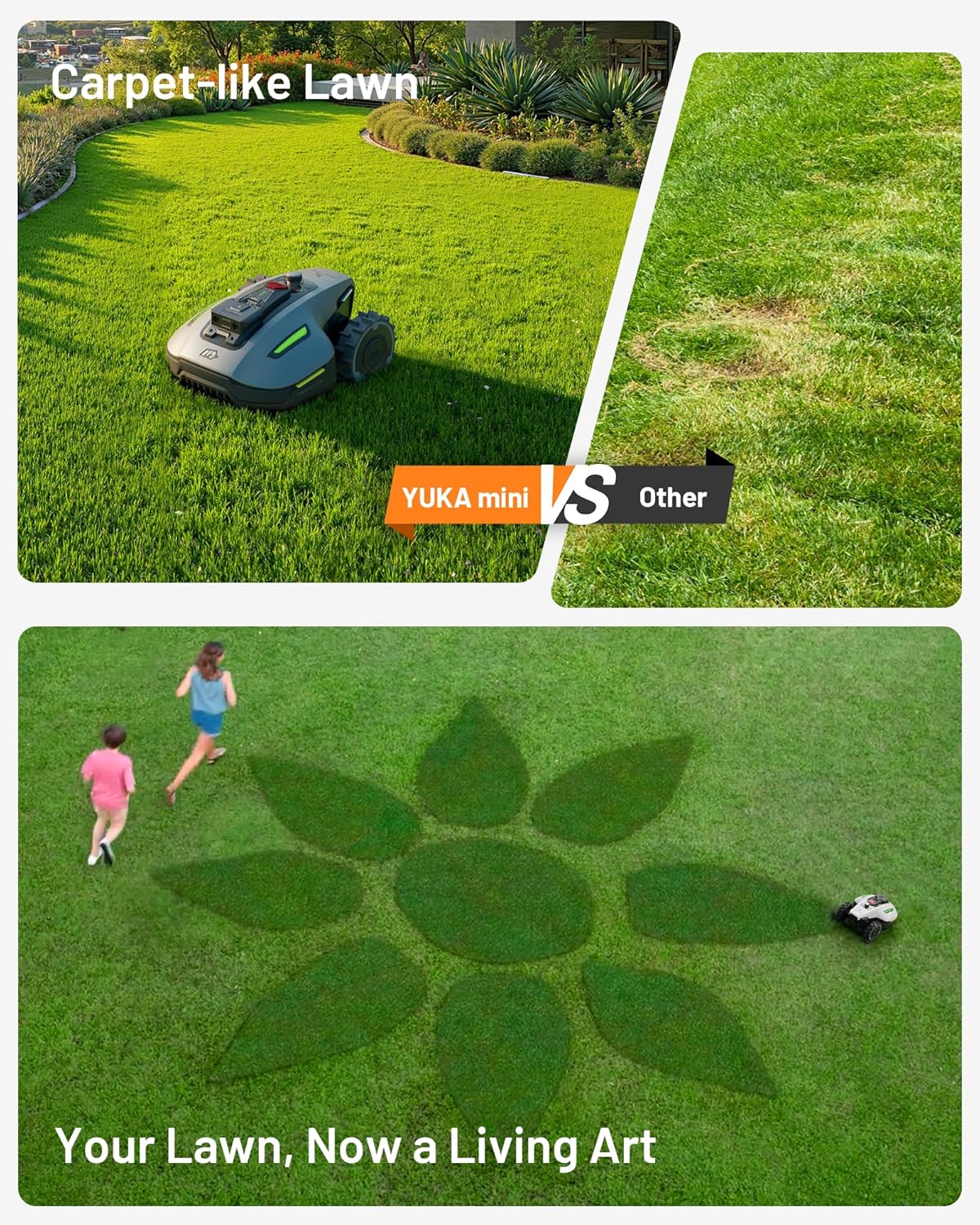 Mammotion YUKA mini 800H Robotic Lawn Mower, Reception 0.2 Acre, No Wire, No RTK Installation, Free NetRTK+AI Vision Positioning, 50% Slope, 15 Mowing Zones, Cutting Height 2''~3.5''