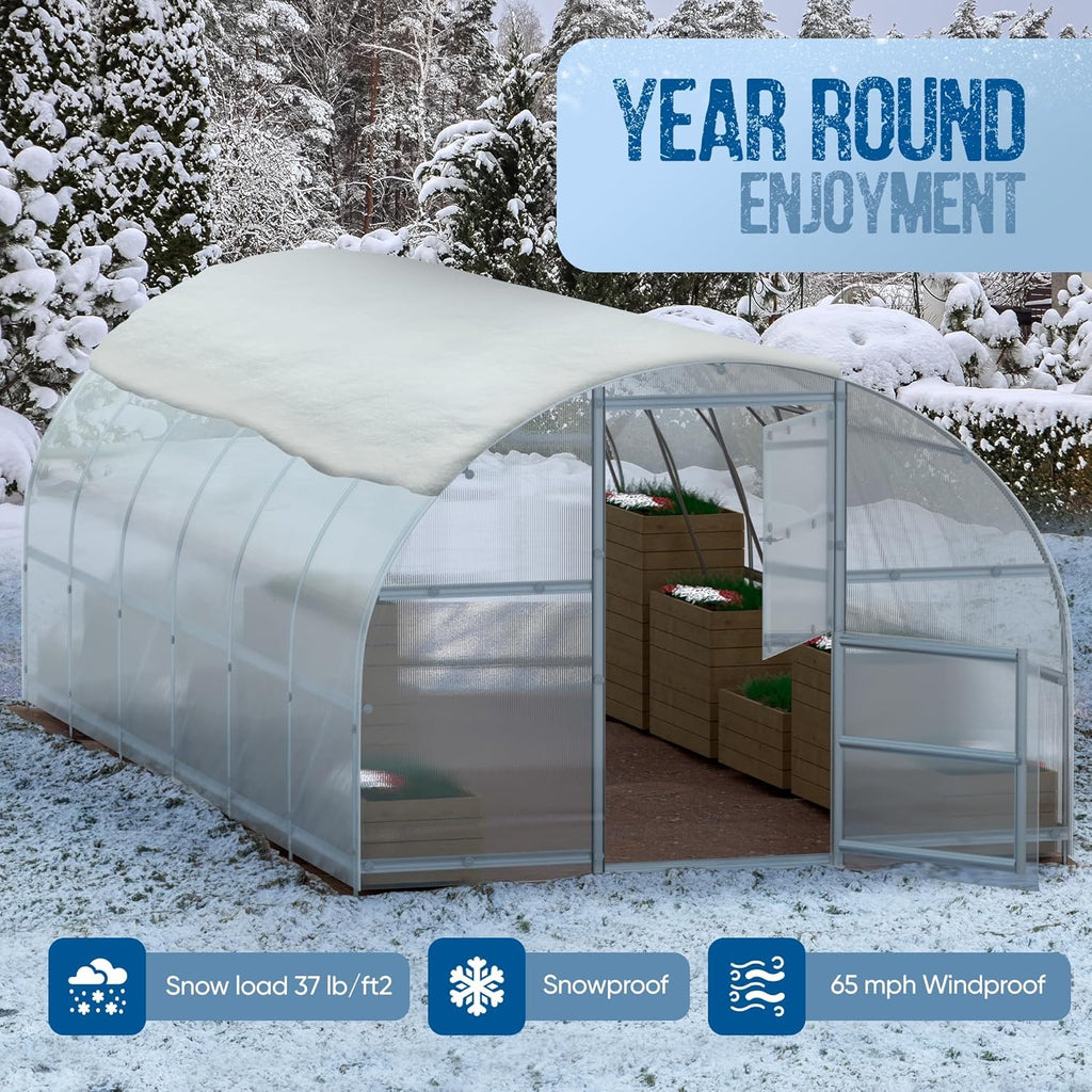 Polycarbonate Greenhouse Kit - Greenhouse 10x20 ft. (0.02 ft. Thick) - Easy Assembly & Heavy Duty Greenhouses for Outdoors- with Vents and Extra Door